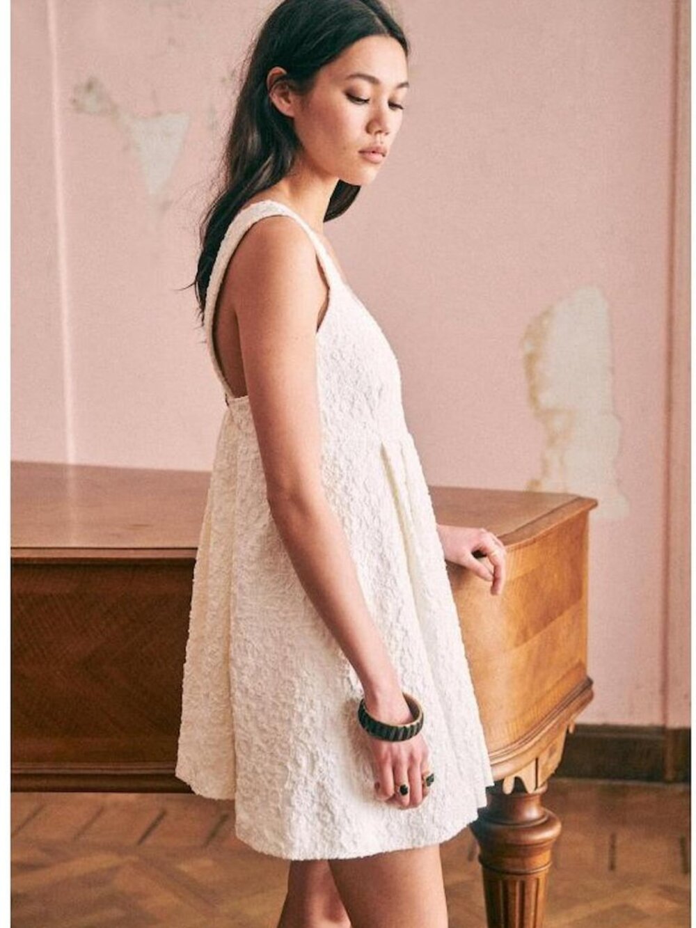 Sézane Eliza Ivory White Textured Sleeveless Mini Dress - EU 36 (US 4 / S)